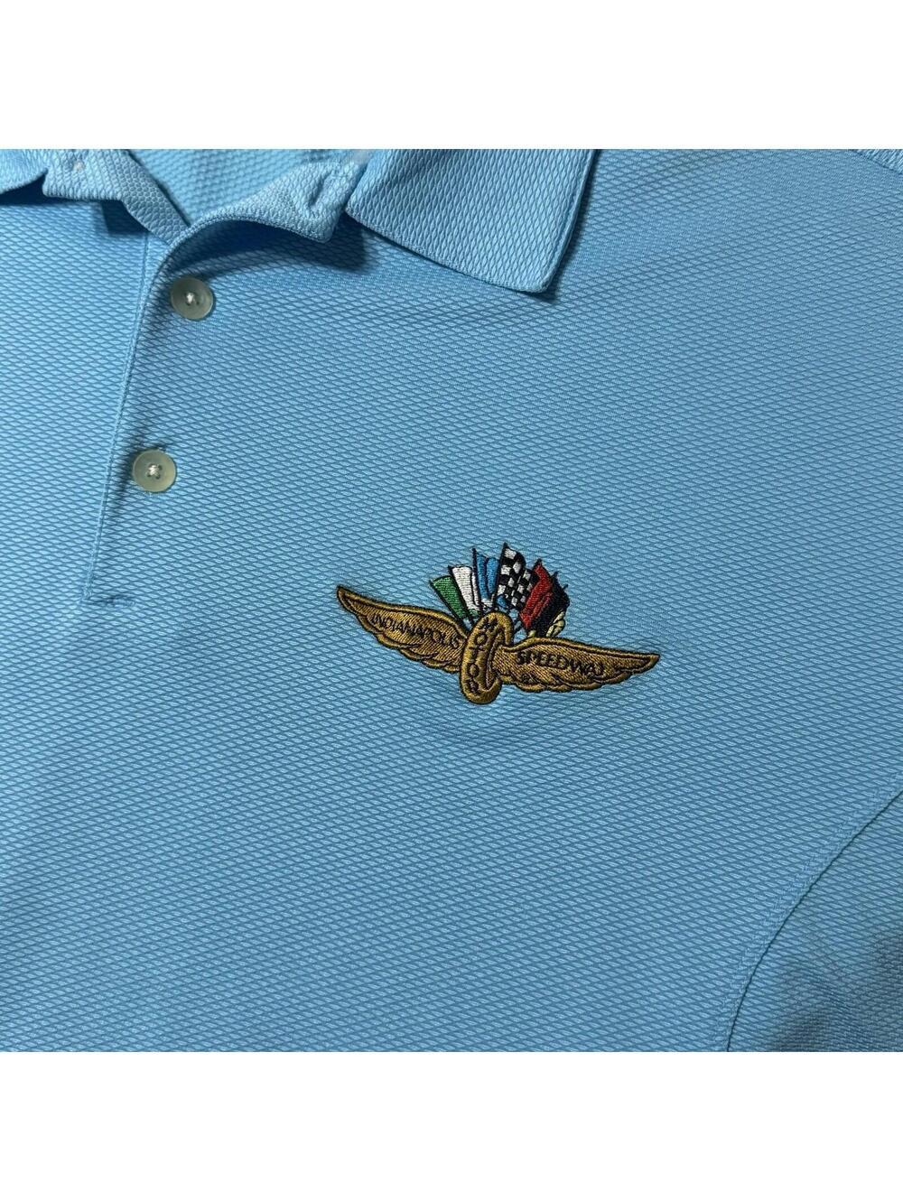 Nike Golf Fit-Dry Indianapolis Speedway Textured Blue Shirt 256488 490‎ Men’s XL - Picture 4 of 9